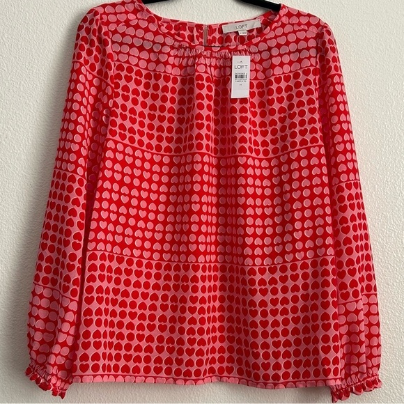 New Loft Heart Ruffle Cuff Blouse | Size M - Picture 4 of 8